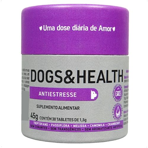 DOGS & HEALTH SUPLEMENTO PARA CÃES ANTIESTRESSE 45G COM 30 TABLETES DOGS CARE